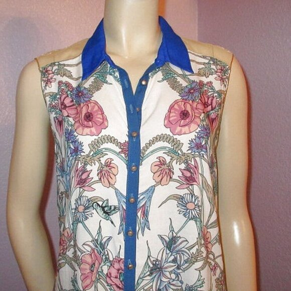 Aratta Silent Journey My Turn To Fly Tunic Top Size XS Embroidered Sleeveless - Picture 3 of 12